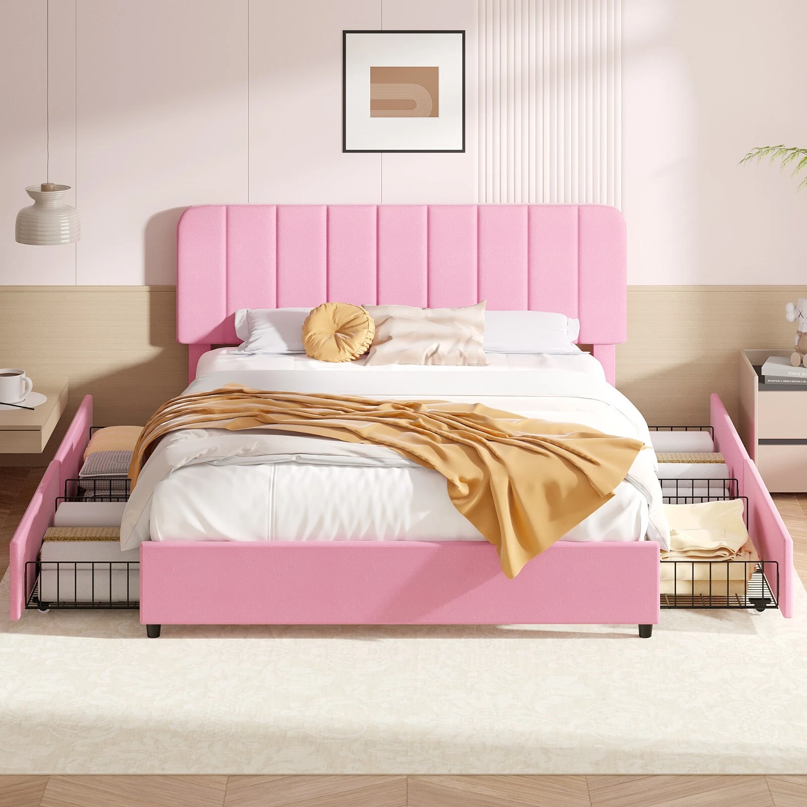 Twin Full Queen King Bed Frame Platform with Uphol